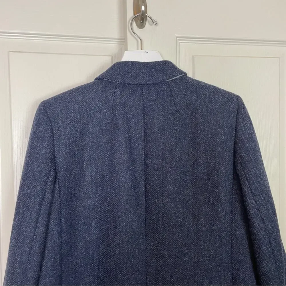 J. Crew Alfie Blue Herringbone Blazer English Wool Relaxed Modern Classic Sz 4